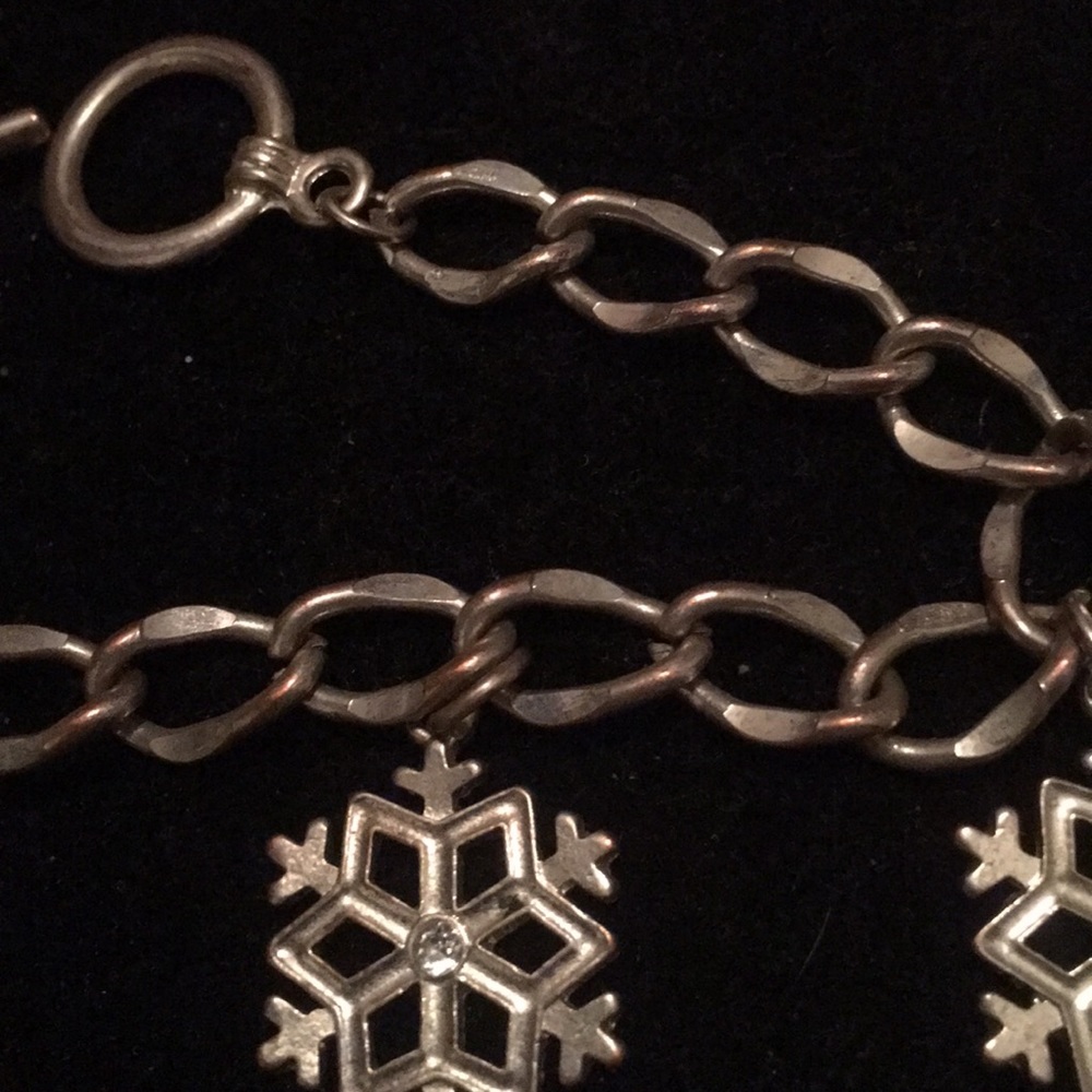 Silvertone Snowflake Charm Toggle Bracelet - image 4